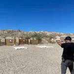 Man shooting target from a long distance